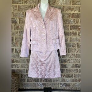 Kasper Suit Jacket and Skirt Vintage Pale Pink Floral Petite Size 10